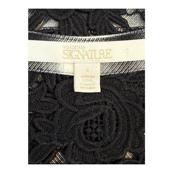 Nordstrom Signature Women's Plaid Blouse Black & White Size Small Lace‎ Back - Picture 4 of 7